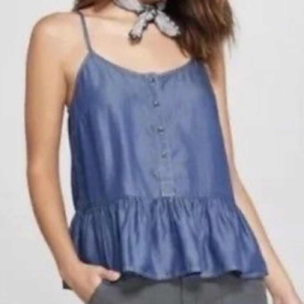 NWT Universal Thread Blue Chambray Peplum‎ Tank Top